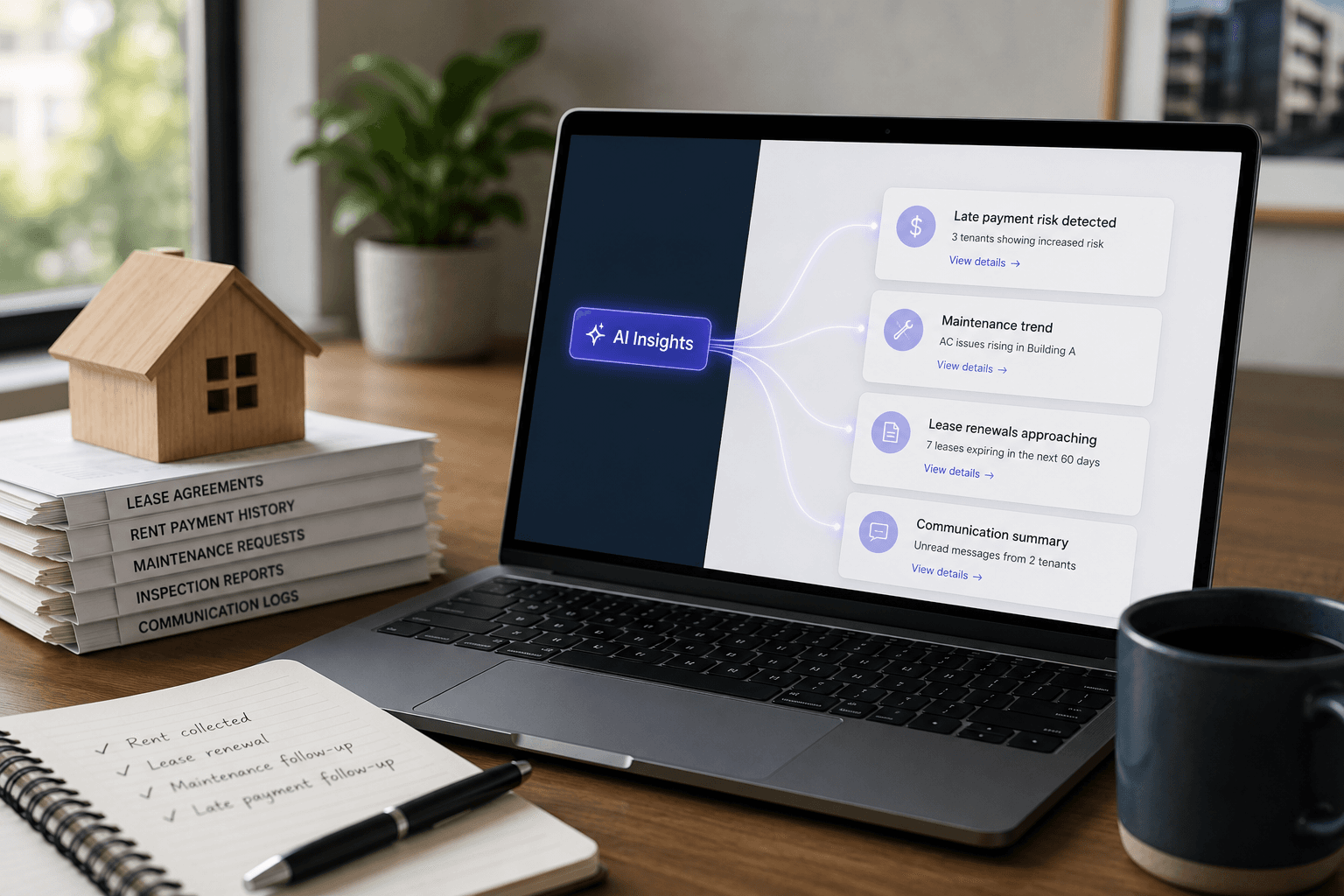 Canadian landlord reviewing organized rental-property records