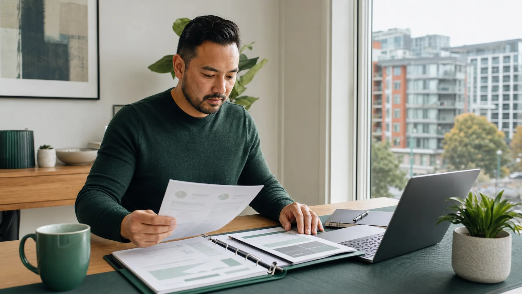 Canadian landlord reviewing a rental application and consent-based screening records
