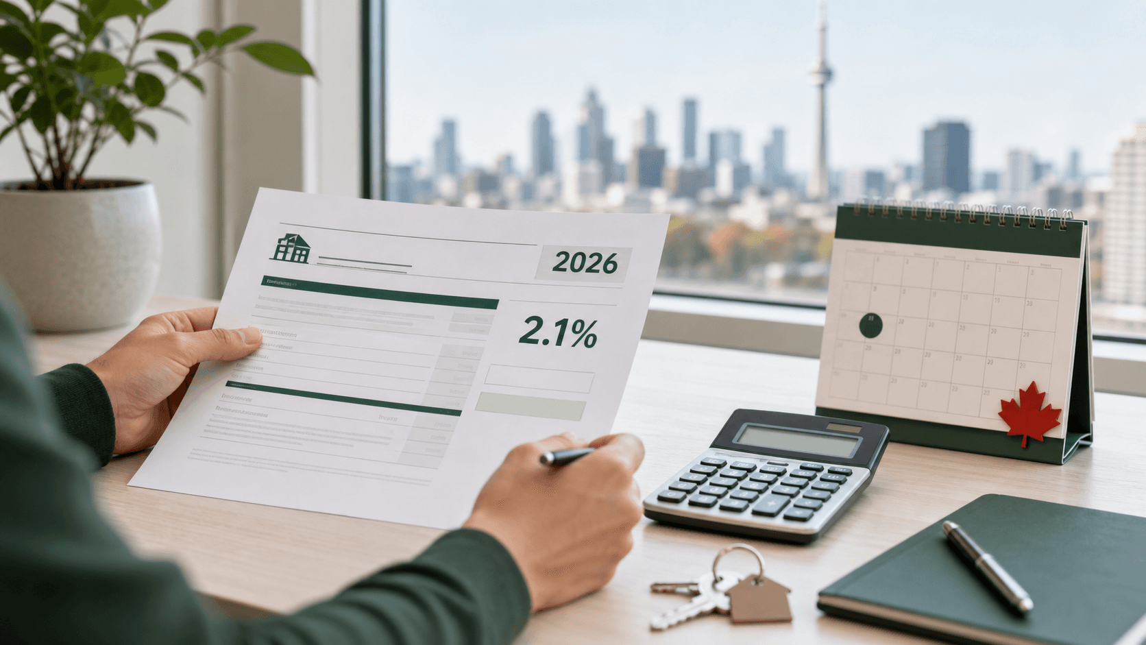 Ontario landlord calculating the 2.1 percent 2026 rent increase guideline